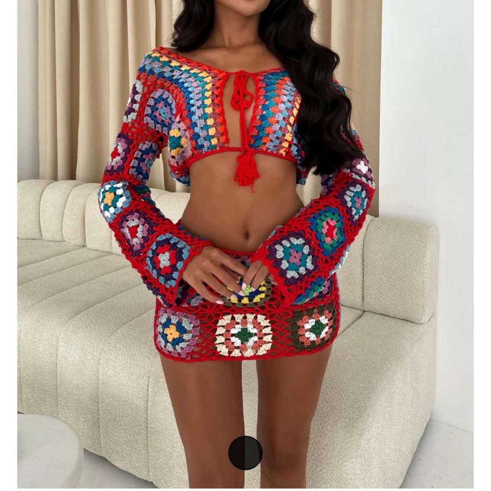SORELLE quilted/crotchet two piece set - small